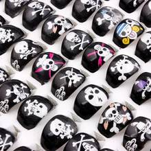 Wholesale Lots 30Pcs Black Skull Big Head high quality Resin Women's Ring Engagement Wedding Party Gift Fashion Jewelry FREE 2024 - buy cheap