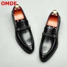 OMDE/Мужская обувь из натуральной кожи; черные лоферы; Роскошные модельные туфли без застежки; модная официальная обувь; Мужская Свадебная обувь 2024 - купить недорого