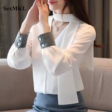 Fashion White Shirt Women 2020 Spring Summer Long Sleeve Chiffon Blouse Korean Style Office Sexy Ladies Black Tops and Blouses 2024 - buy cheap