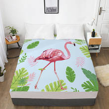 1pc folha de cama elástica lençol equipado com uma faixa elástica 150/180/200/160*200 colchão capa de cama dupla nordic flamingo 2024 - compre barato