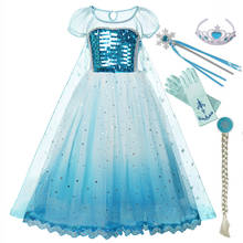 Vestido da elsa para meninas, fantasia de princesa para festa infantil, desenho cômico, rainha da neve, roupa de halloween 2024 - compre barato