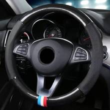 38CM Carbon Fiber Leather Matching Sports Hand-sewn Steering Wheel Cover Universal Car Handle Non-slip Wear Braid Wheel Covers 2024 - buy cheap