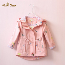Baby Girl Jacket Thick Toddler Embroidery Flower Hooded Windbreaker Coat Autumn Spring Winter Baby Outwear Chaqueta Clothes 2-10 2024 - buy cheap