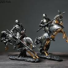 Nordic Vintage Home Decor Armor Knight Resin Figure Statue Swordsman Hero Portrait Adornment Retro Cavalier Crafts Decorations 2024 - buy cheap