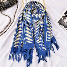 Aztec Fashion Plain Geometric Striped Line Tassel Viscose Shawl Scarf Lady Wrap Pashminas Snood Bufandas Muslim Hijab 180*90Cm 2024 - buy cheap