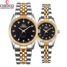 CHENXI Luxury Couple Watches Women Men Lover's Watch Waterproof Stainless Steel Quartz Dress Business Men Clock Rhinestone 2024 - buy cheap