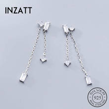 INZATT Real 925 Sterling Silver Zircon Tassel Stud Earrings For Fashion Women Party Fine Jewelry Cute Minimalist Accessories 2024 - buy cheap