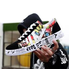New casual Men Vulcanized Shoes Sneakers Men's Fashion Casual Lace-Up Colorful Canvas Sport Graffiti board Shoes 2024 - buy cheap