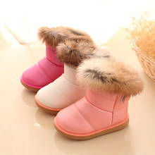 Winter Kids Boots For Girl Boy Snow Boots PU Leather Children Rubber Boots For Toddler Baby Cotton Plush Fur Thick Warm Shoe 2024 - buy cheap