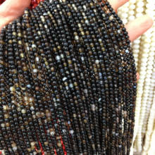 Piedra Natural negro ágatas cuentas suelta perlas redondas para fabricación de joyería DIY collar de pulsera 2024 - compra barato