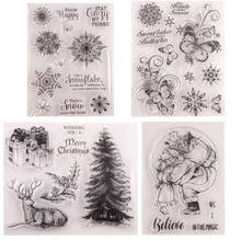 Wyse selos de flor de natal, selos de flocos de nece, papai-natal, selos transparentes de silicone para cartão de papel diy 2024 - compre barato