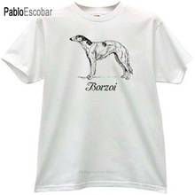 summer cotton t-shirt men brand tshirt Borzoi T-shirt in white male top tees fashion euro size 2024 - buy cheap