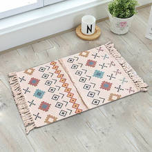 Bohemian Hand Woven Carpet Home Decorative Cotton Linen Rugs Geometric Floor Mat Non Slip Bedroom Living Room Tassel Carpets 2024 - buy cheap