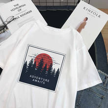 Adventure Awaits Forest Graphic Print T-shirt Women Harajuku Aesthetic Korea Style Tshirt Streetwear White Tops Female T Shirt 2024 - buy cheap