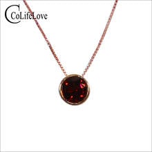 CoLife Jewelry Simple 925 Silver Garnet Pendant for Young Girl 7mm Natural Garnet Silver Pendant Sterling Silver Garnet Jewelry 2024 - buy cheap