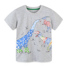 Детская одежда коллекция 2021 года, летняя новая футболка для маленьких мальчиков, топы с принтом динозавра, брендовая Повседневная хлопковая футболка для детей, От 2 до 7 лет 2024 - купить недорого