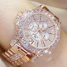 Relojes de cuarzo con diamantes para mujer, pulsera de lujo de marca superior a la moda, joyería de cristal para mujer, reloj de oro rosa 2021 2024 - compra barato