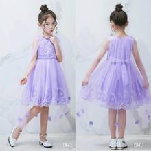 2020 Flower Girls Dresses Sheer Neck Tiered Skirt Ballgown First Communion Gowns Girl Floor Length Lace Up Kids Formal Dress 2024 - buy cheap