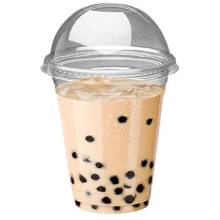 100 Pcs Plastic Milkshake Smoothie Cups with Domed Lid Non-reusable Summer Party Tea Cups 450ml Transparent plastic cup with lid 2024 - buy cheap