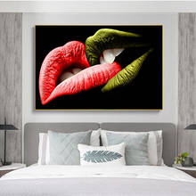 Colorful Sexy Lips Kiss Lovers Posters and Prints on Canvas Oil Painting Modern Wall Art Picture for Living Room Home Decor 2024 - buy cheap