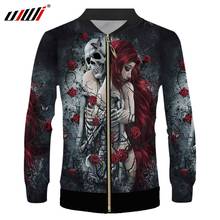 UJWI New Men's Loose Jacket 3D Printing Skull Sports Jacket Hip-hop Street Trend Male Fashion Breathable Zipper Jacket Oversized 2024 - buy cheap