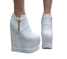 Spring 2020 new ultra-high heel increased leisure women's shoes within 15cm white platform slopes and single shoes 2024 - buy cheap