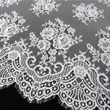 3M/Lot French Eyelash Lace Fabric 150CM DIY Embroidery Lace Nylon Thick Quality Clothes Wedding Dress Accessories White Black 2024 - buy cheap
