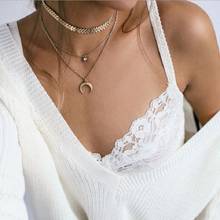 Fashion gold and Silver Moon Pendant Necklace Handmade three-layer Crystal Necklace women's personalized neckline jewelry 2024 - buy cheap