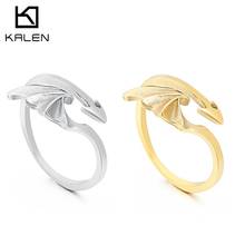 Kalen anel em formato de flecha, acessório de joia minimalista de aço inoxidável tamanho 7-12 para homens e mulheres 2024 - compre barato