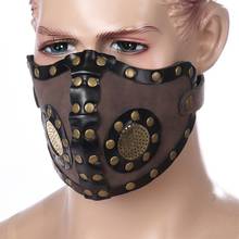 Unisex Metal Studded Halloween Faux Leather Mask Punk Style Rivets Half Face Cover Masquerade Cosplay Costume Performance Props 2024 - buy cheap
