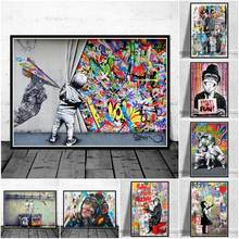 Graffiti lona banksy arte da lona cartazes e cópias engraçado macacos graffiti rua arte da parede fotos para casa moderna decoração do quarto 2024 - compre barato