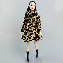 Зимнее меховое пальто с леопардовым принтом для кукол Барби, одежда для шарнирных кукол 1/6, аксессуары для кукол, пальто, куртка, игрушки для детей, «сделай сам» 2024 - купить недорого