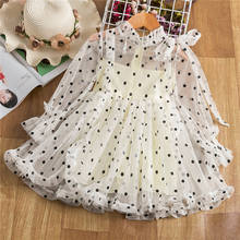 Girls Polka Dot Puff Long Sleeve Dress Kids Mesh Ruffles Lace Chiffon Dresses Children Polka Dot Birthday Party Princess Costume 2024 - buy cheap