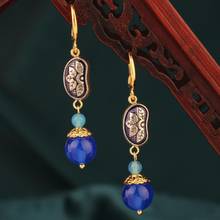 vintage cloisonne long blue flower drop earring  ethnic China's wind earrings for women gift  Jewelry 2024 - buy cheap