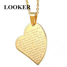 Jewelry Gold Bible Verse Scripture Necklaces Cross Jesus Christian Stainless Steel Prayer Heart Pendant Necklace for Women 2024 - buy cheap