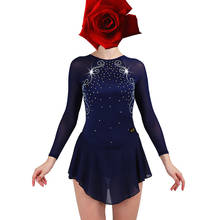 Vestido de patinaje sobre hielo para mujer y niña, traje de gimnasia personalizado con diamantes de imitación, rosa roja, B092 2024 - compra barato