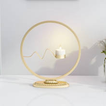 Creative Nordic iron art modern golden candle holder romantic candlelight dinner decoration round simple home decoration 2024 - buy cheap