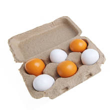 6 шт. деревянный желток для яиц, ролевая игра, кухня, готовка еды, детская игрушка, подарочный набор 77HD 2024 - купить недорого