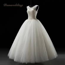 Винтажное бальное платье, свадебное платье с зубчатым вырезом, свадебное платье с кружевной аппликацией, изысканные свадебные платья с бисером, реальное фото 2024 - купить недорого