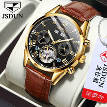 JSDUN-Reloj de pulsera para hombre, accesorio Masculino resistente al agua con mecanismo automático de Tourbillon y fecha, complemento mecánico de negocios, 8908 2024 - compra barato