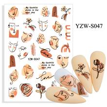 1 Sheet Abstract Facial Graffiti Nail Sticker Geometric Decals Nail Water Transfer Slider DIY Art Decor Women Nail Manicure Tool 2024 - купить недорого