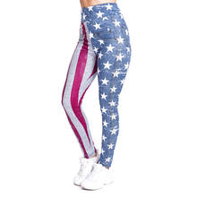 Mallas con estampado de imitación de bandera para mujer, pantalones de moda con realce, de cintura alta, para entrenamiento, trotar, Athleisure 2024 - compra barato