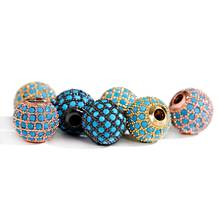 3PCS/Lot Charm Blue CZ Crystal Ball Beads For Jewelry Making Bracelet DIY 10MM Copper Beads Necklace Fashion Accessories 2024 - buy cheap