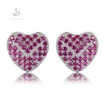 Eulonvan vintage 925 sterling silver jewelry Engagement Wedding earrings for women accessories Purple Red Cubic Zirconia S-3746 2024 - buy cheap