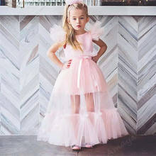 Amaya Pink Sleeveless Tulle Flower Girl Dress Ruffles Birthday Puffy Kids Prom Christmas Dress Communion Gowns Vestidos Niñas 2024 - buy cheap