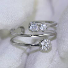 Anel feminino suporte de zircônia cúbica ajustável, anel de casamento 2024 - compre barato