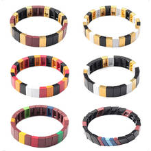 Partner Gifts Friendship Enamel Tile Bracelet Stackable Rainbow Bracelet Women Beads Jewelry Metal Wrist Bracelet Gift for Her 2024 - buy cheap