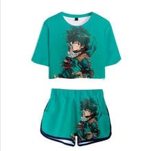 Conjunto de dos piezas formado por Top corto y pantalón corto, para mujer, traje de Cosplay, My Hero Academia 2024 - compra barato