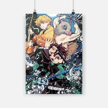 Tanjiro zenitsu inosuke kimetsu não yaiba lona poster pintura da parede arte decoração sala de estar quarto estudo casa decoração impressões 2024 - compre barato