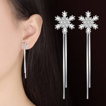 New Arrival Silver Color Jewelry Snowflake Earline Tassel Earrings for Women Girls Fashion Statement Bijoux Pendientes 2024 - buy cheap